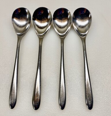 4 OVAL SOUP SPOONS 7 1/4'' MCM Modernist Danish Bel-Pre BE-15 GR8 4 SPRING EASTER