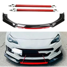 Front Bumper Lip Body Kit Splitter Spoiler Glossy Black Red For Subaru WRX ST