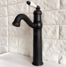 Oil Rubbed Bronze Swivel Spout Bathroom Faucet Cold and Hot Water Mixer Tap
