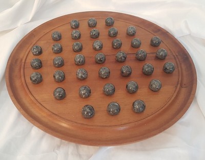 Large wooden solitaire, yooperlite marble balls, 33 cm