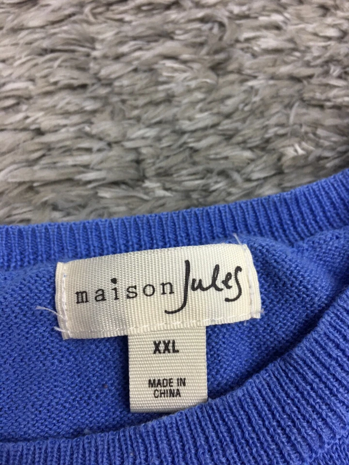 Maison Jules Sweater Womens Size 2XL Blue XXL Cotton Blend - Image 4 of 4