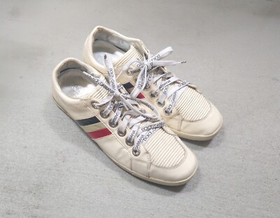 Dolce Gabbana Sneakers Men 9.5 White Patent Leather Low Tops Italy
