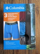 NEW Columbia Men's Large Boxer Briefs 3 Pair Performance Stretch Red Blue Green