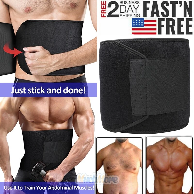 Black Men Waist Trimmer Belt Fat Burner Weight Loss Sweats Slim