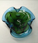 Art Glass Blue & Green Ashtray Small Dish Murano Style — photo 1