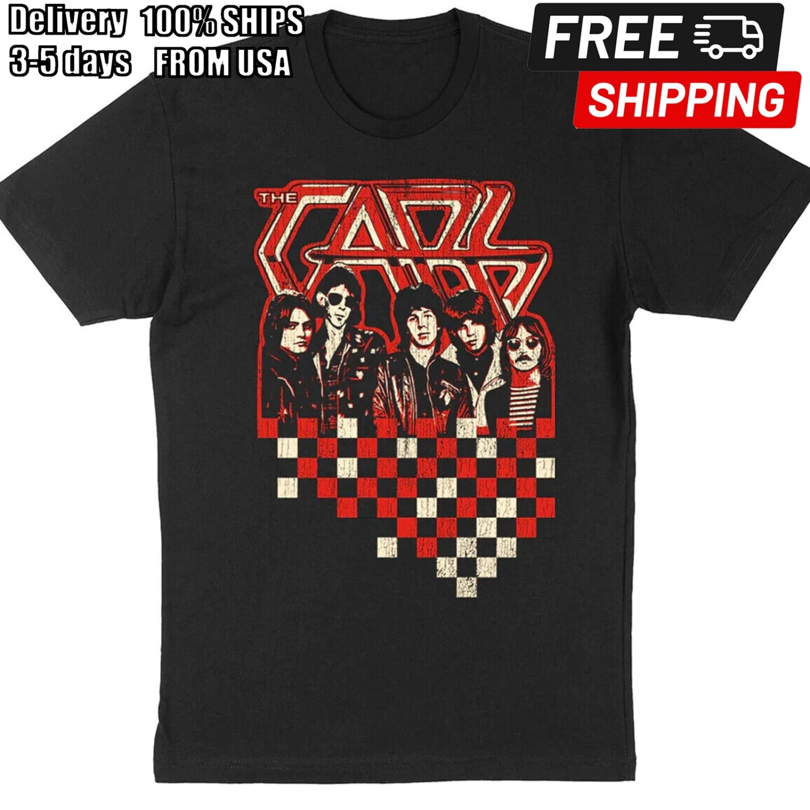 vintage The Cars band T-shirt black Short sleeve All sizes S to 5Xl JJ2479