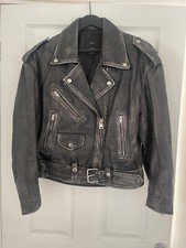 Mango Leather Biker Jacket Uk M