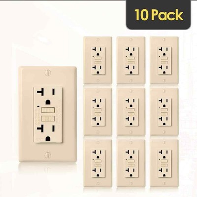20-Amp 125-Volt GFCI Outlet, Self-Test GFI Receptacle, Duplex Outlet, Wall Plate