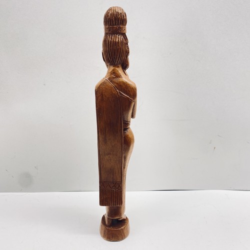 Teak Wood Sawasdee Praying Lady Statue Figurine hand carved - Picture 3 of 8