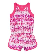 Athletic Works Girls Romper Pink 10/12 Tie Dye Racerback Elastic Waist Stretch