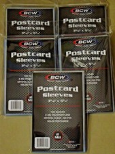 500 BCW POSTCARD SLEEVES Archival Safe Acid Free Bags 5 Packs 100 Polypropylene