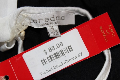 Designer Clothing Loredana Girls L/S shirt Black/Cream Size 4 Italy NWT $88 - Picture 8 of 8