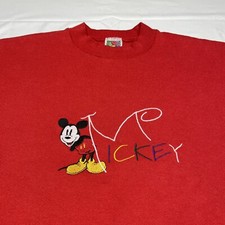 Vintage 90s Mickey Mouse Sweatshirt Men’s XL Red Pullover Hipster Art USA Made