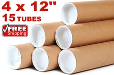 4 x 12" Kraft Tubes Poster Document Graphics Mailing Shipping Packing Tube 15pcs