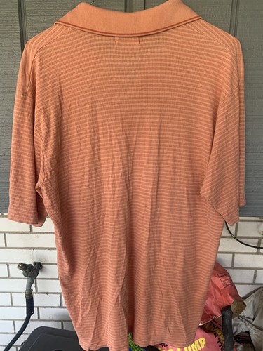 crazy horse liz claiborne polo shirt men approx medium large salmon color stripe - Picture 5 of 9