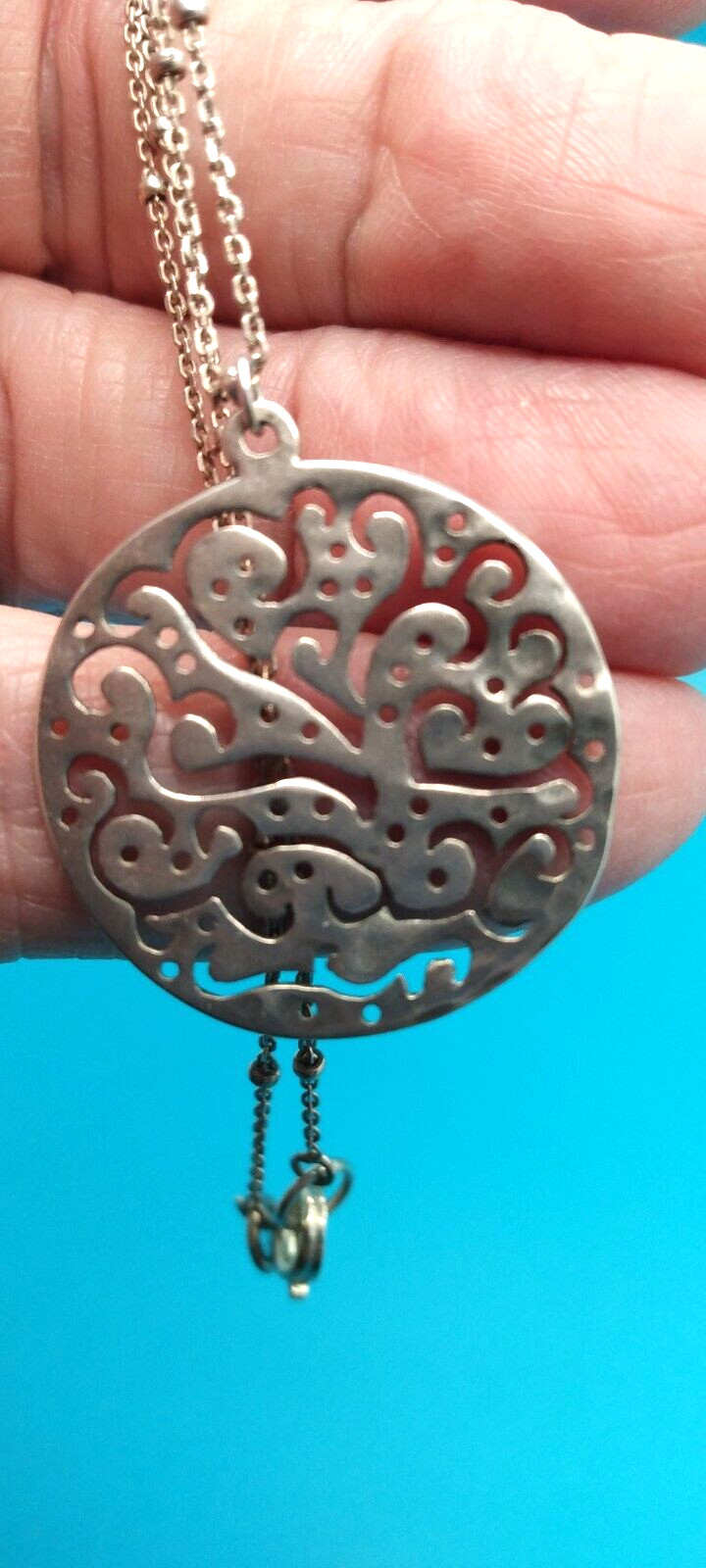 925 Silver Silpada Filigree Cut Out Disc Pendant 9 Gem 925-silver-silpada-filigree-cut-out-disc-pendant-9-gem