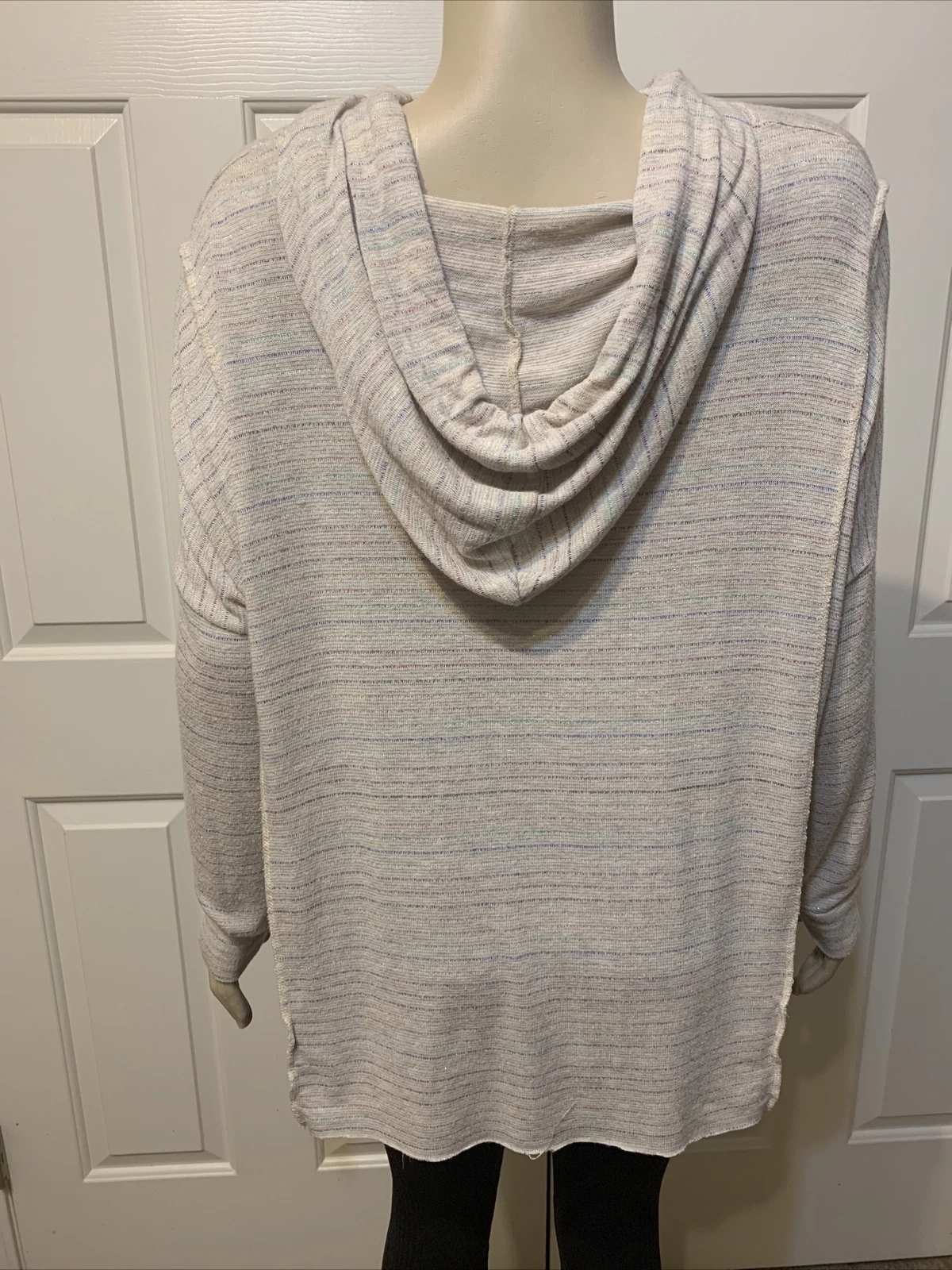 OFF WHITE Felpa con cappuccio a righe VINTAGE HAVANA top donna pullover maniche lunghe crema