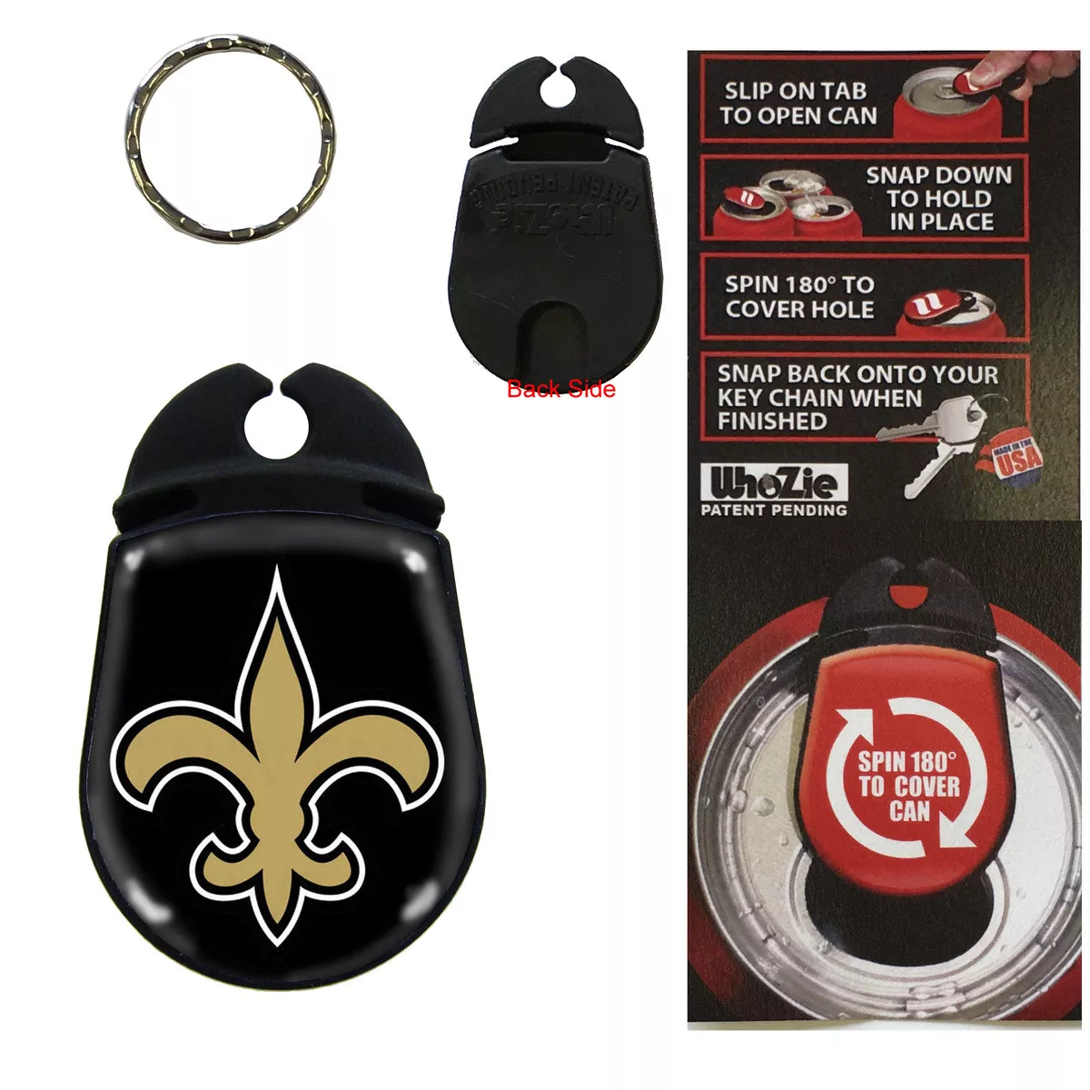 NFL New Orleans Saints 3-in-1 Soda Can Opener KeyChain Cover Official Licensed