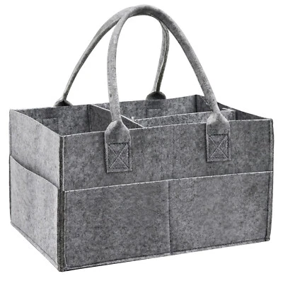 BESTBUY2099 Felt Baby Diaper Organizer Caddy Changing Nappy Kids Storage Carrier Bag Grey UK