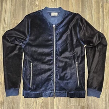Cotton Citizen Velour Vintage Bomber Jacket Navy Blue Men's Medium USA RARE $425