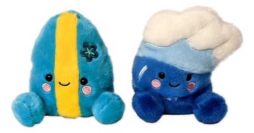 Set of 2 FYNN SURFBOARD & SHOREY WAVE Palm Pals 5" Stuffed Beach Plush, Aurora - Picture 1 of 11