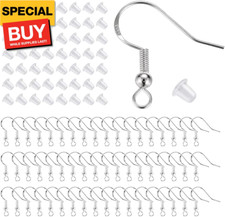 925 Sterling Silver Earring Hooks 100 Pairs, Hypoallergenic Earring Hooks for Je