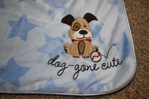Carters Just One You Navy Blue Star Dog Gone Cute Baby Blanket Infant Boys Soft - Picture 3 of 7