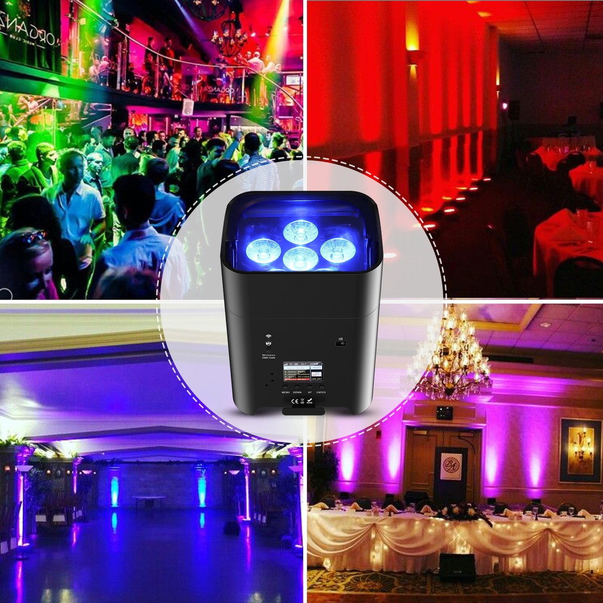 108W UV RGBWA Par Strahler – Kabelloses LED Bühnenlicht