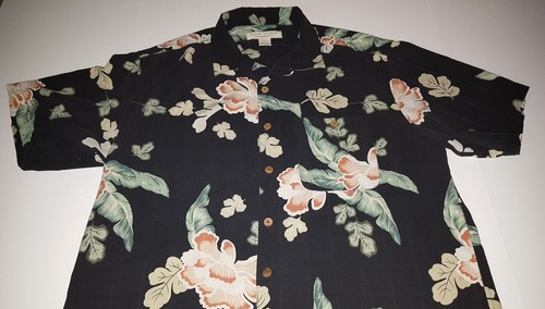 Island Republic Silk Camp Shirt Hawaiian Hisbiscus Floral Casual Cruise Large L - Picture 6 of 10