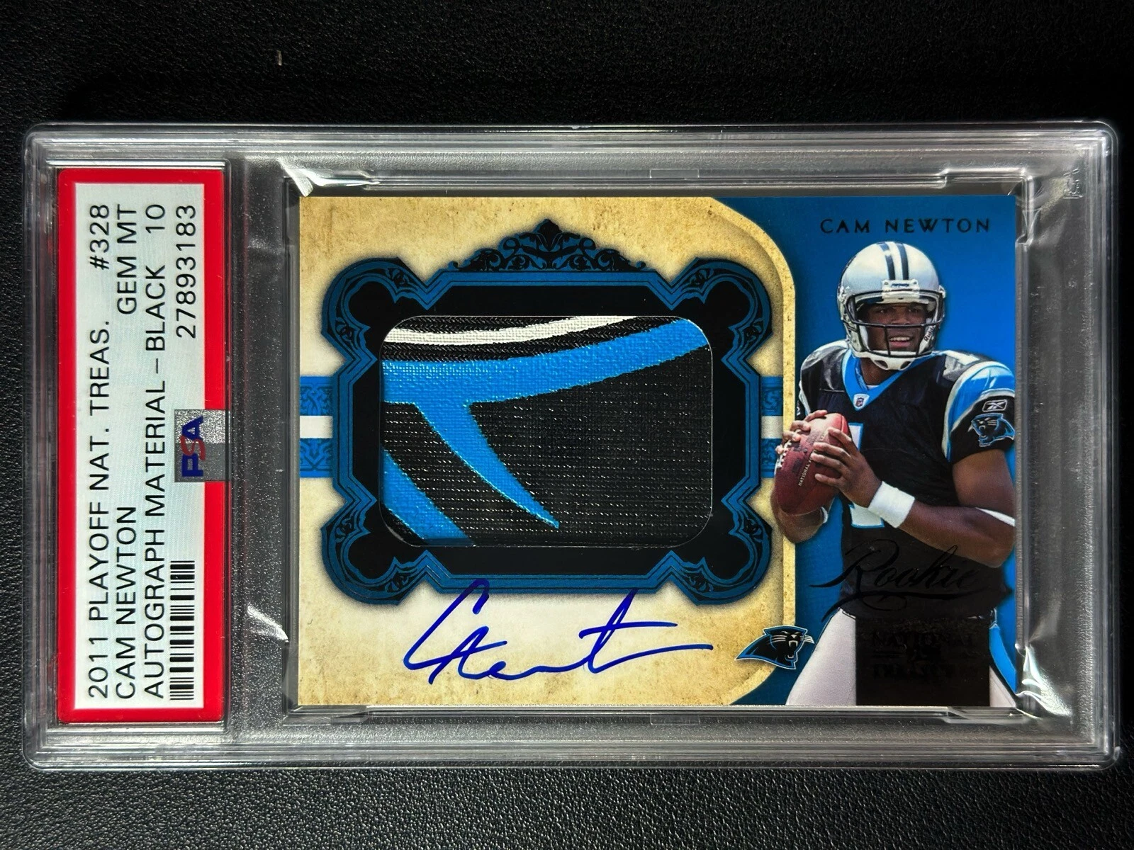 Cam Newton Playoff National Treasures #328 Autograph Material-Black