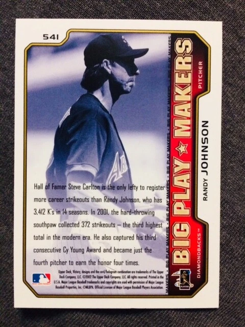 2002 Upper Deck Victory #541 Randy Johnson Gold Parallel Mint Condition Rare - Image 2 of 2