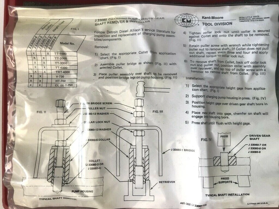 Kent Moore J33080 J 33080 Charging Pump Driven Gear Shaft Remover & Installer - Image 4 of 4