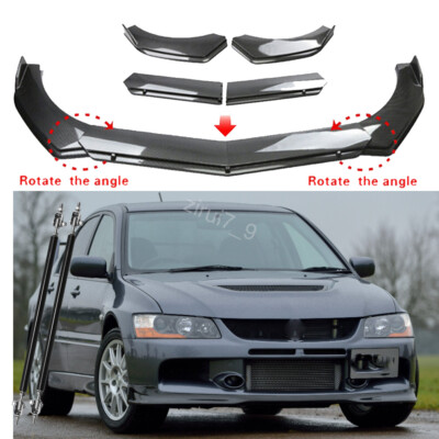 #ad For Mitsubishi Lancer Carbon Style Front Bumper Lip Spoiler SplitterStrut Rods $99.27