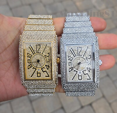 Men's Watch Square Luxury Chandelier Hip Hop Lab Diamond Full Iced Wristwatch