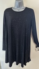 Zack London Black Long Sleeve Glitter Long Tunic Short Dress Size 12