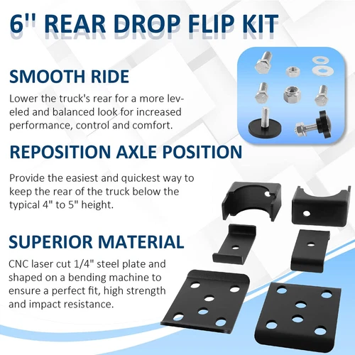 6" Rear Axle Lowering C Notch & Flip Kit for Chevrolet Silverado,GMC 1999-2007 - Foto 5 di 15