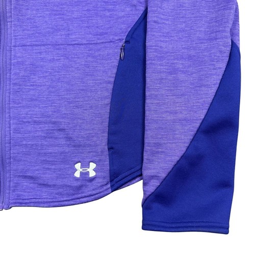 Under Armour Hoodie Women's Large Fitted Fleece Full Zip Cold Gear Tech Gamut - Picture 3 of 9