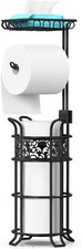 Toilet Paper Holder Stand with Shelf, Free Standing Toilet Paper Roll Dispens...
