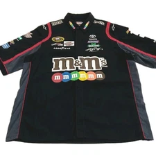 Men's Vintage Y2K JH Design Kyle Busch M&Ms Pit Crew Button Up Polo Shirt Large