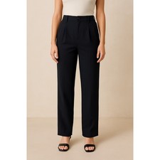 Mango PANTALON JOAQUIN Black High Waist Pleated Wide Leg Trousers Pants US 2 NWT