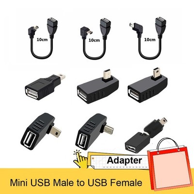 Mini USB Stecker auf USB A Buchse OTG Adapter Kabel 90° Rechtwinkel 10cm 25cm