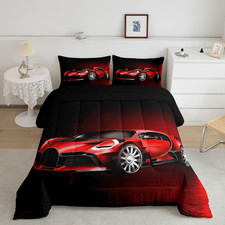Race Car Comforter Toddler Twin, Red Racecar Bedding Set for Kids Boys Girls dow