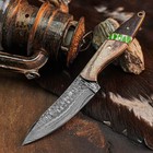 8.7" inch Damascus Steel Hunting Knife Full Tang Hybrid Handle Leather Sheath — photo 2