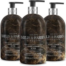 Image of Baylis & Harding Dark Amber & Fig Elements Hand Wash, 500 ml (Pack of 3) - Vega