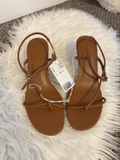 H&M Brown Strappy Ankle Strap Buckle Stiletto Heel Sandals UK 4 EU 37