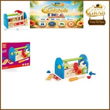 Wooden Tool Box Toy Set 17 Piece Pretend Play Construction Tools for Kids Ages