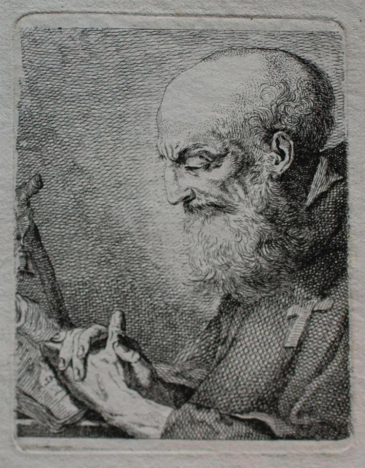 Benigno Bossi nach Heiliger Männerporträt Sankt Antonius Original Kupferstich - Bild 3 von 4