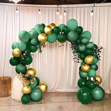 120 GOLD GREEN Biodegradable Balloons Garland Party Decorations Kit Supplies