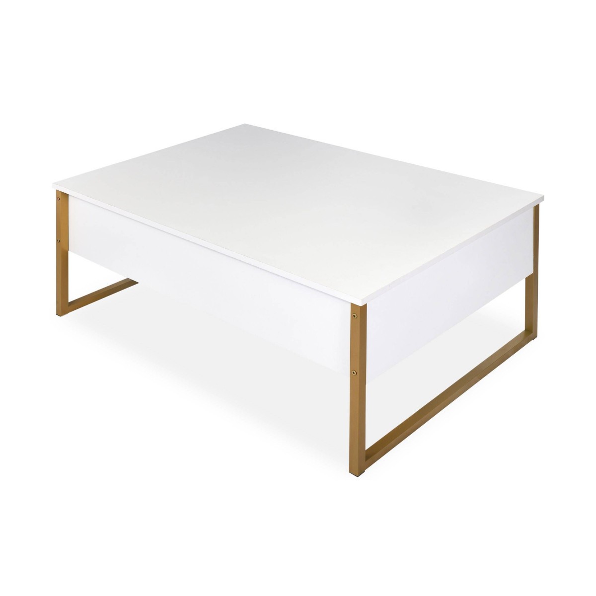 Table basse Valentin 90cm blanc et or pour salon moderne - 4