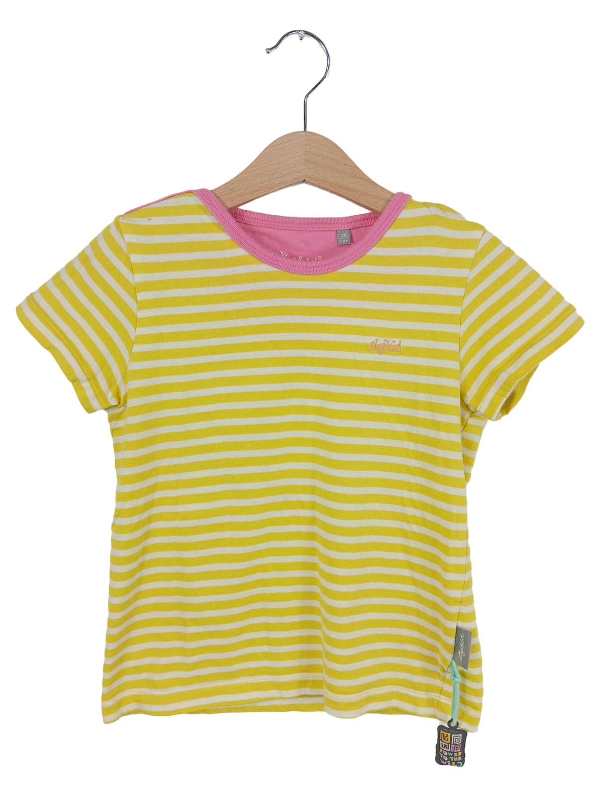SIGIKID T-Shirt Kinder Gr. 128 Gelb Gestreift Baumwolle Kurzarm Casual SIGIKID T-Shirt Kinder Gr. 128 Gelb Gestreift Baumwolle Kurzarm Casual